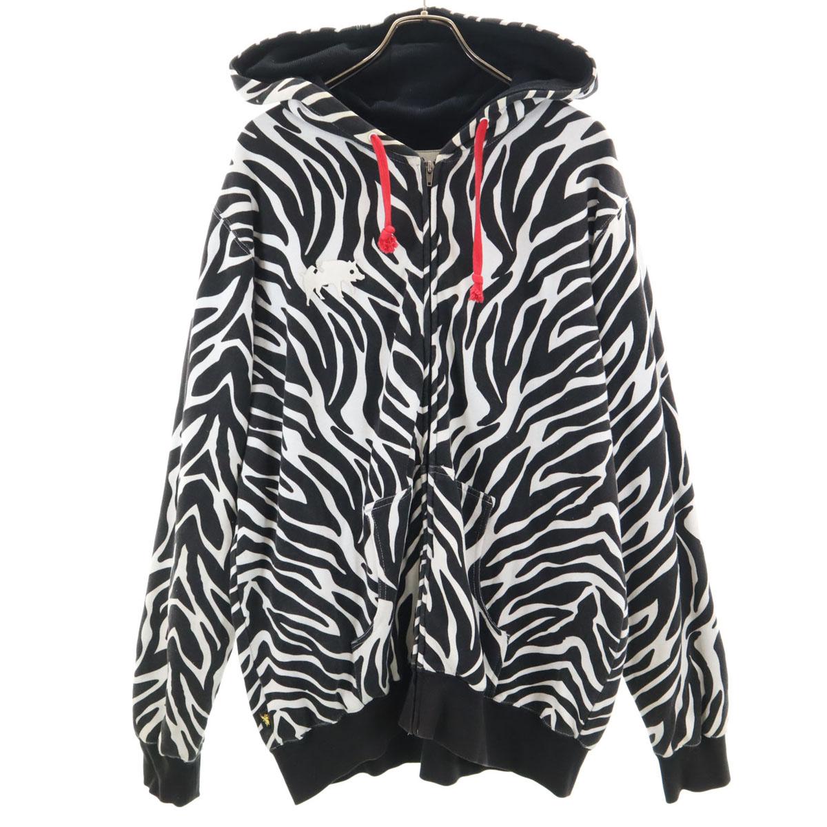 

UNINC Толстовка с длинным рукавом на молнии с капюшоном с зебровым принтом LG серия Black Мужская Б/у