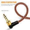 6.35mm Guitar Cable, 0.3m, 14" TRS Cable, Nylon Braided Multi-Shielded 6.35mm Stereo Jack 90 Degree Right Angle Male To 90 Degree Right Angle Male