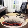 1PC Cat Sunglasses Office Round Area Rug,  Mat Suitable ForOffice, Under Office Chairs Bedroom Living Room Home Decor, Room Deco