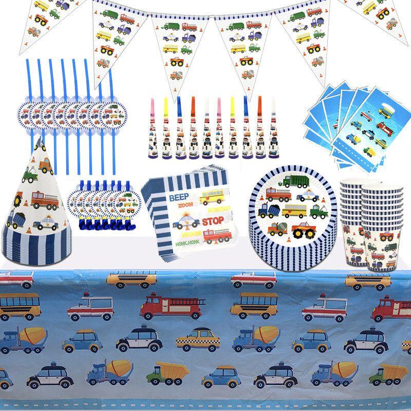 Engineering Car Childrens Birthday Party Theme Decoration Tableware Disposable