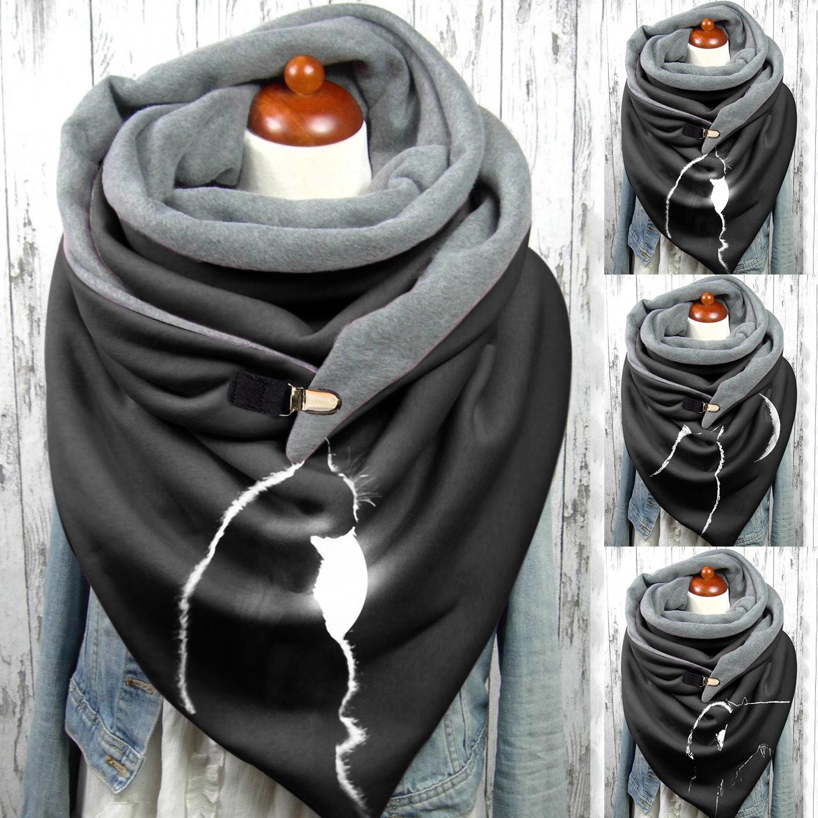 

Модные зимние женские пуговицы с принтом, мягкие повседневные теплые шарфы, шали