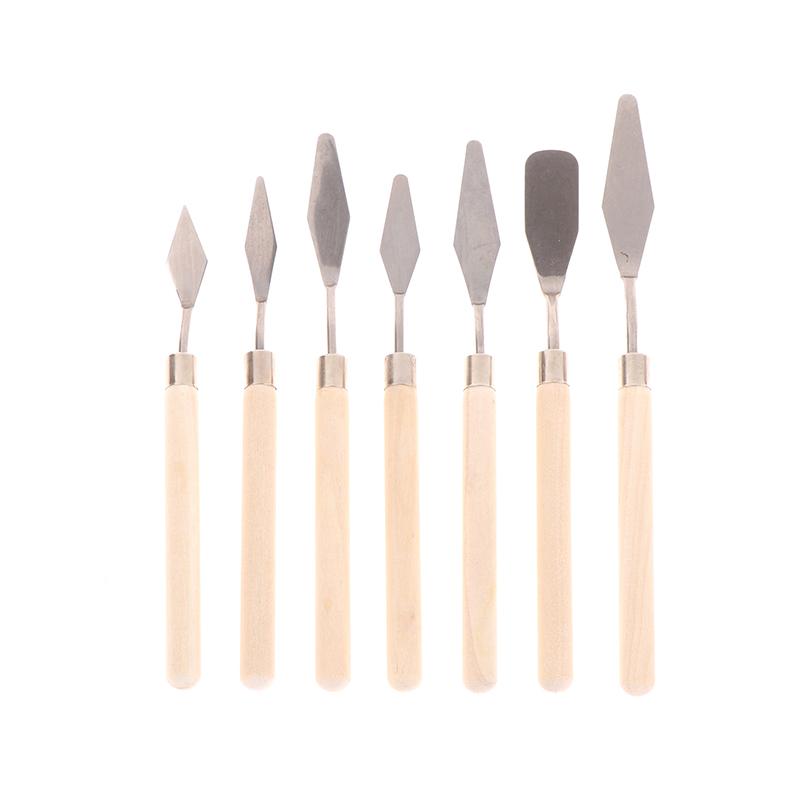 7Pcs Stainless Steel Oil Painting Knives Artist Crafts Spatula Palette Knife Mixing Knife Scraper Art Tools