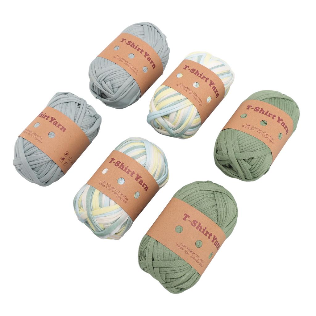 6 Rolls T Shirt Yarn Soft Elastic Washable Multipurpose Fabric Cloth T Shirt Knitting Yarn Carpet