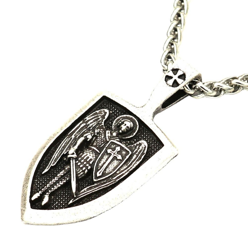 Archangel St. Michael Divine Shield Amulet Pendant Russian Orthodox Men's Necklace