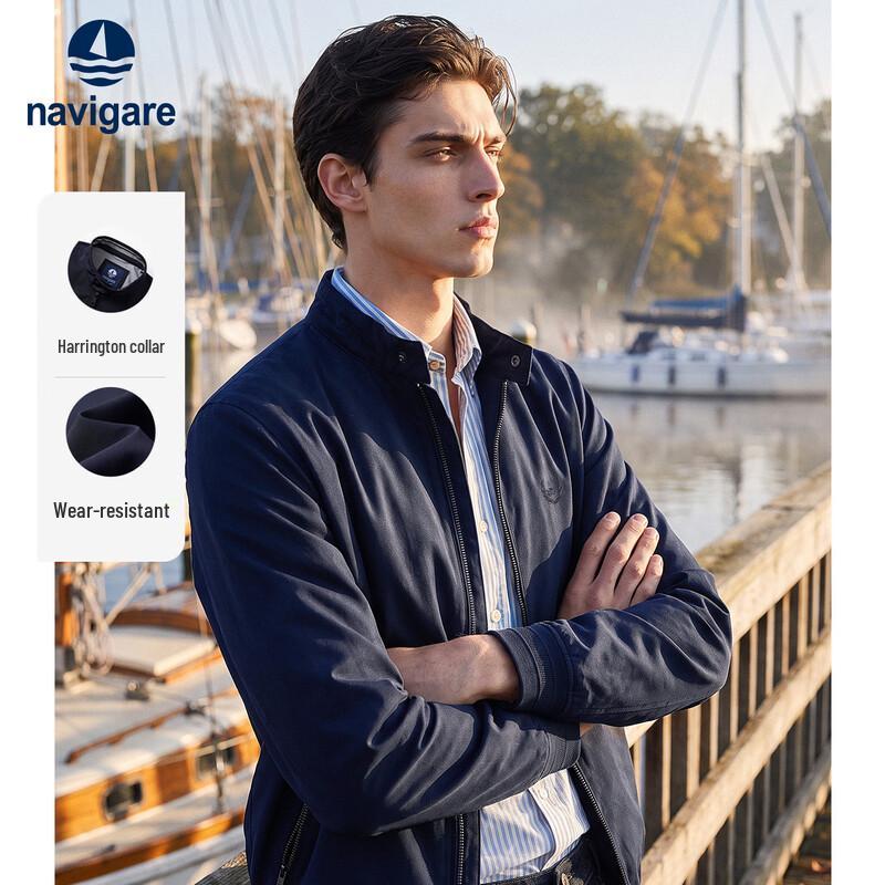Navigare Men's Stand-Collar Business Casual Windbreaker