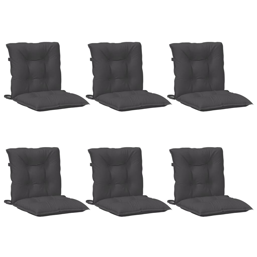 Low Back Chair Cushions 6 Pcs Melange Anthracite 100 X 50 X 7 Cm Fabric
