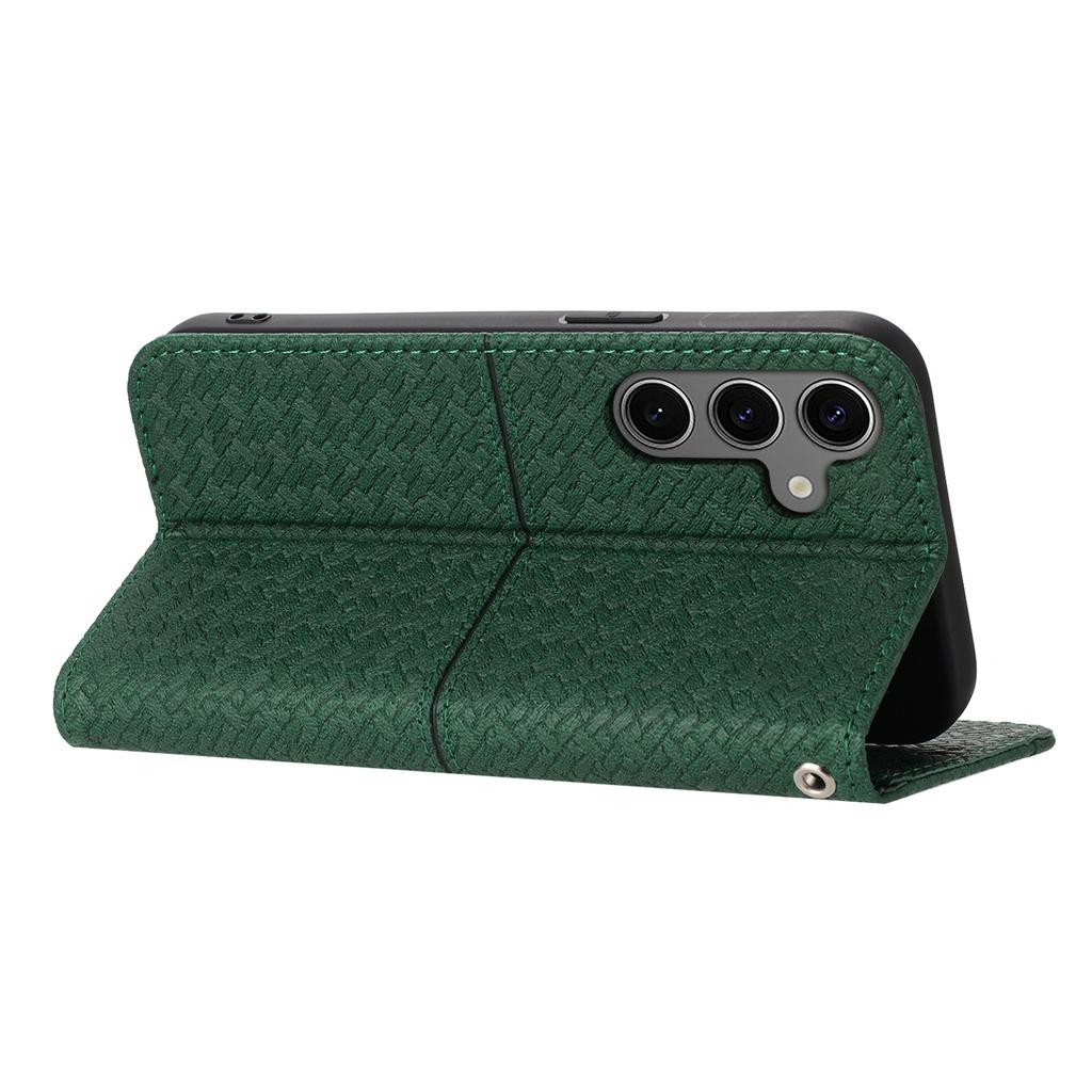For Samsung Galaxy S25 Case Woven Texture PU Leather Wallet Phone Cover