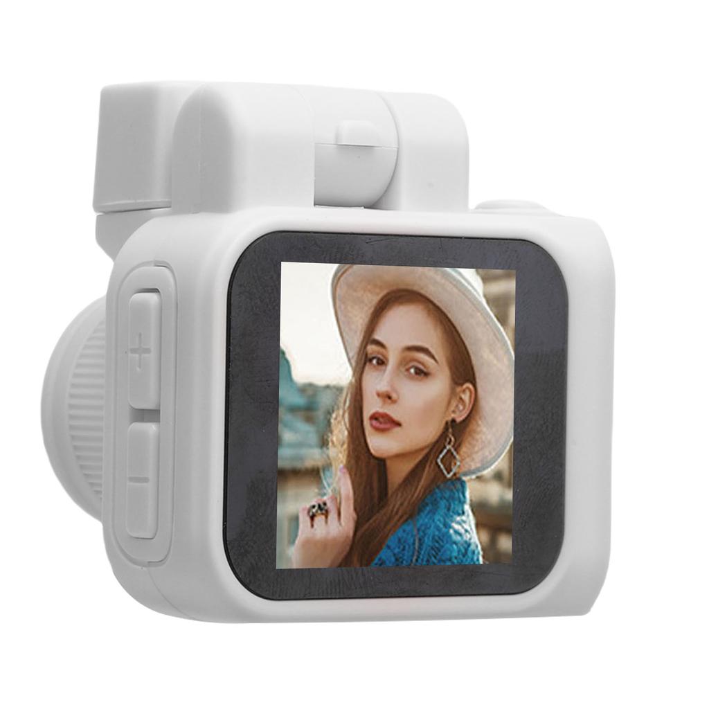 1080P Tiny Digital Camera 1.44 Inch HD Display Thumb Sized Camera Keychain with 32GB Memory Card Built in Flash White
