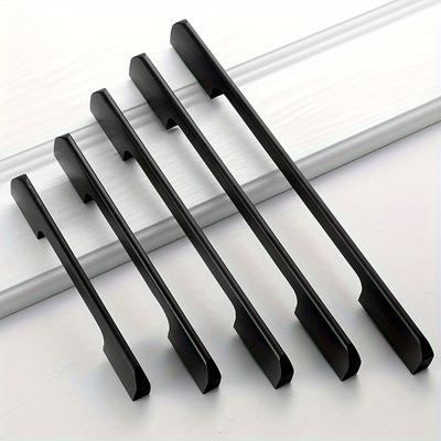 6 Pieces Aluminum Alloy Material Black Cabinet Pulls, American Solid Thickened Kitchen Cabinet Pulls, Drawer Knobs, Furniture Hardware