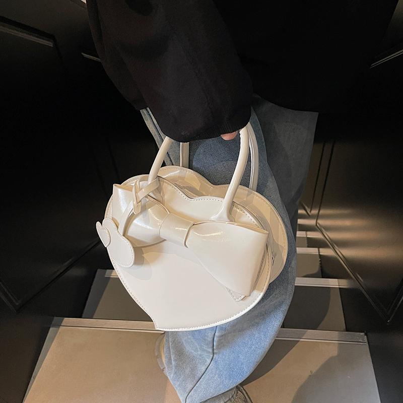 Trendy Love Shaped Small Handbag Butterfly Knot Single Shoulder Bags Fashion Versatile Heart Pendant Crossbody Bag