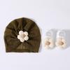 Elastic Infant Turban Hat Breathable Fetal Caps & Matching Socks Set Stylish Girls Clothing Accessories for Baby