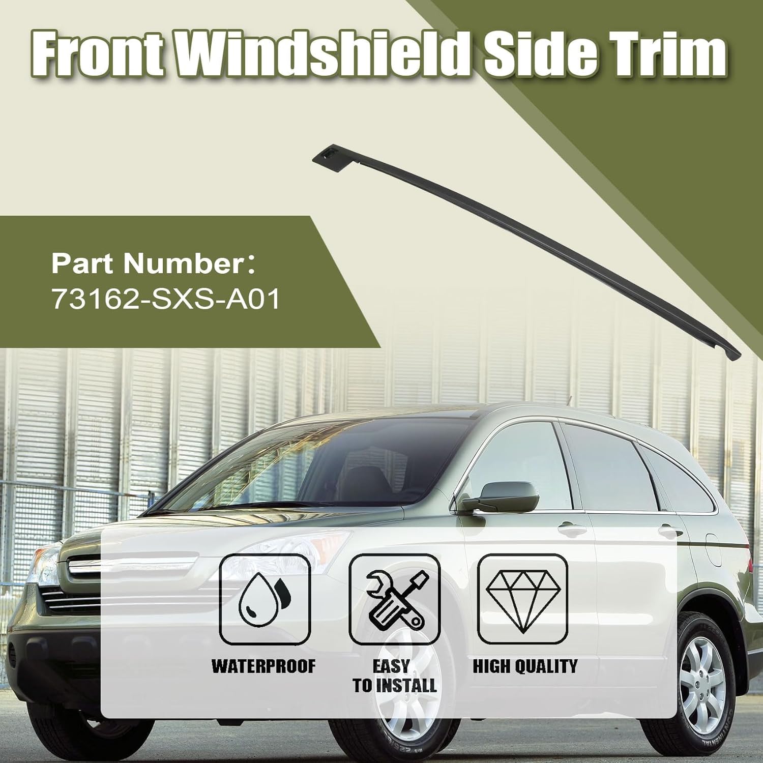 

Priprilod Front Windshield Side Trim Left Driver Side Compatible With Honda CR-V 2007 2008 2009 2010 2011#73162-SXS-A01