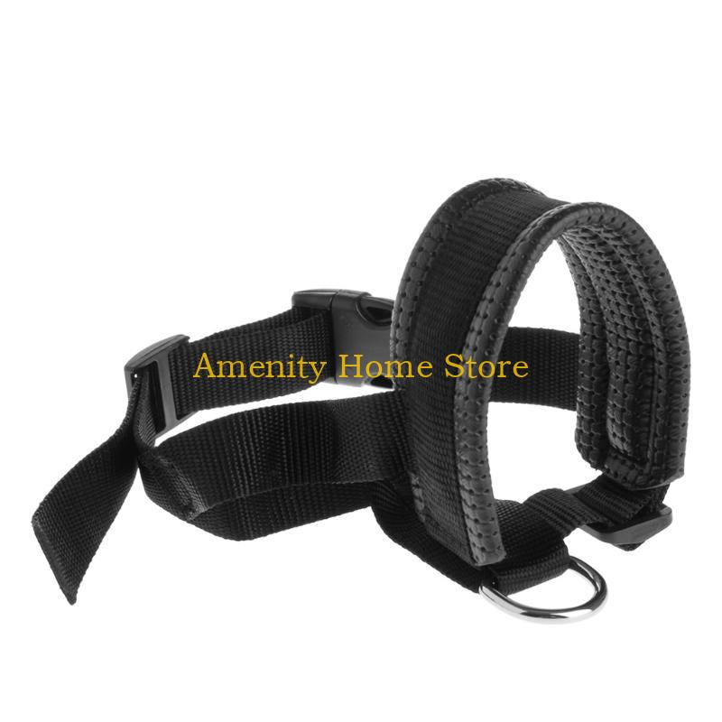 

F26C Adjustbale Dog Muzzle Prevents Biting & Chewing Soft Padded for Head Collar Pet Dogs Training Guide Buckle Lock Easy to