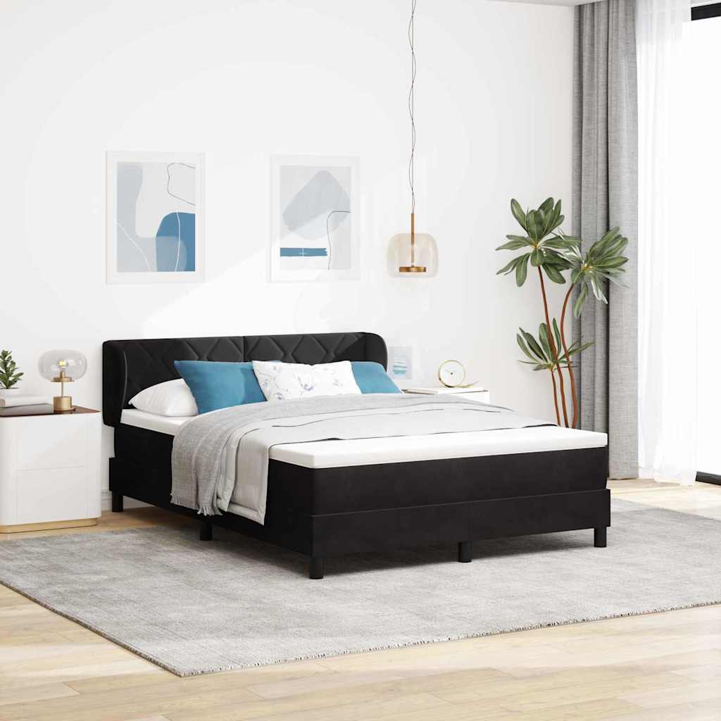 Boxspring Bed with Headboard Black 160 X 200 Cm Velvet