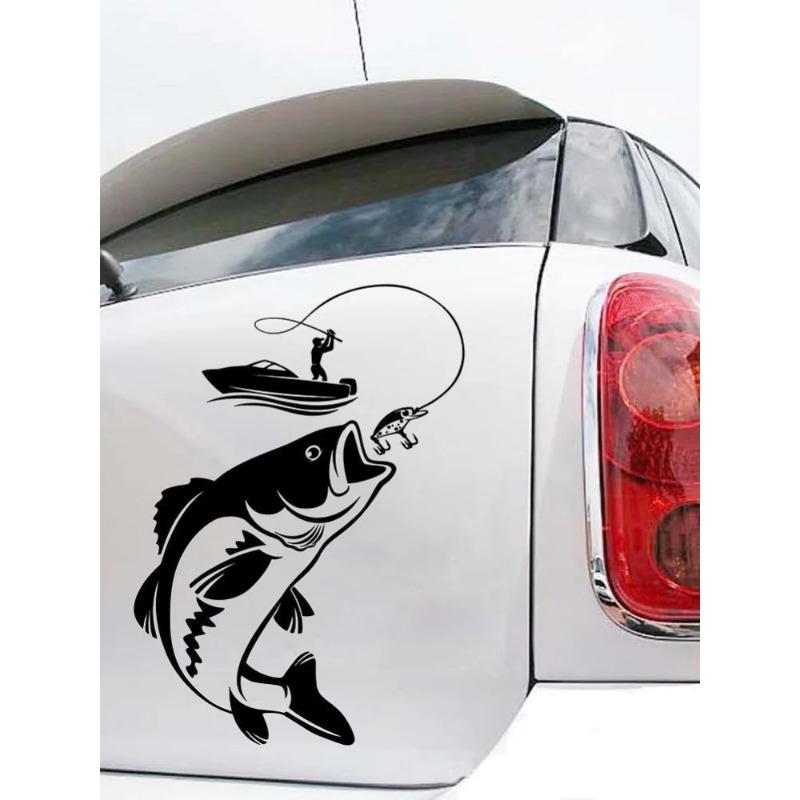 12,3CM*17,1CM Interessante Pesca Pescatore Hobby Barca da Pesca Adesivi per Auto Decalcomania in Vinile