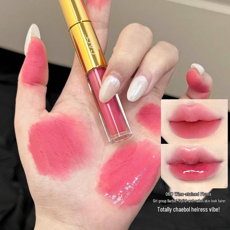 CACE Double-Ended Lip Gloss: Matte Lip Mud & Transparent Lip Oil for a Cool, Glossy Finish