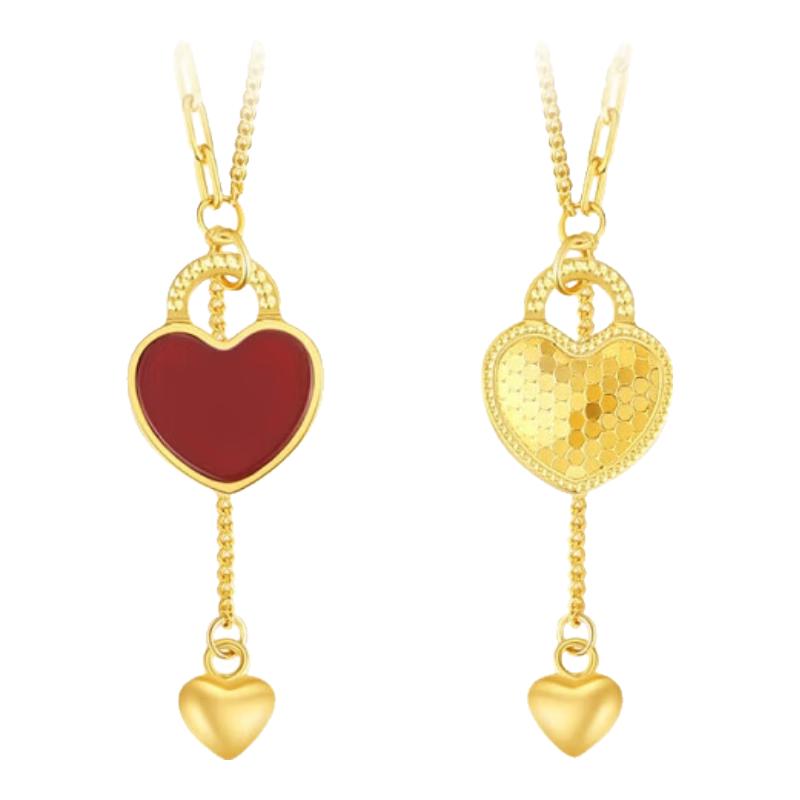 Chow Tai Seng Red Agate Heart Necklace