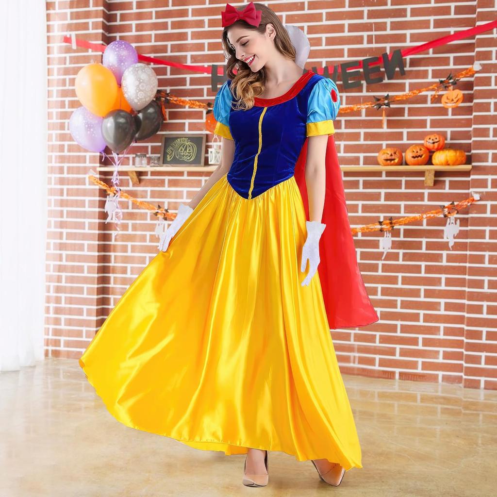 Snow White Dress, Cosplay, Girls' Dress, Adult Costume, Disney Princess Dress, Birthday Gift (Yellow, Adult Size M) [Used]
