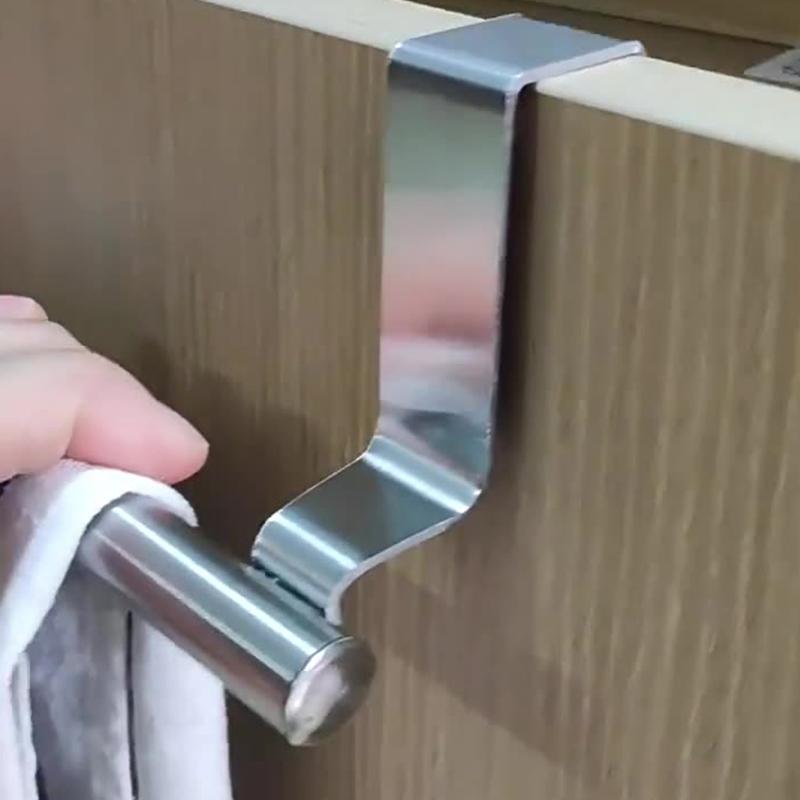 Towel Rack Over Door Towel Bar Hanging Holder Stainless Steel Kitchen Cabinet Bathroom Towel Rag Rack Home Organizer Hanger