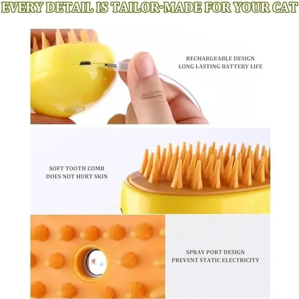 Multifunctional Grooming Brush with Spray, Dog and Cat Grooming Brush, Removing Tangled and Loosse Hair, 3 In 1, Steamy