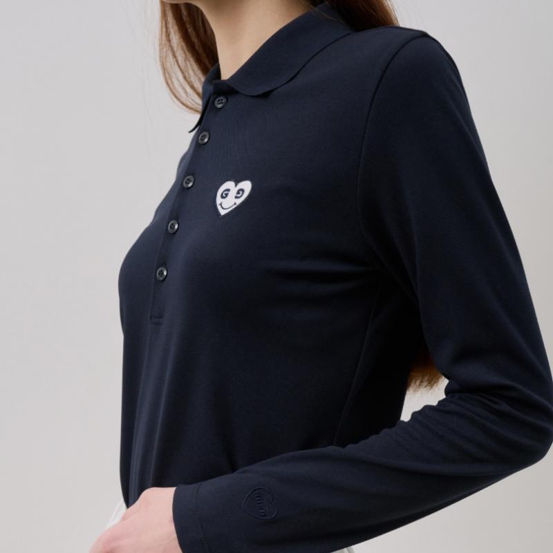 Goxo Basic Pique T shirT Smile hearT Navy