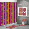 4PCS  Shower Curtain Sets With Shower Curtain And Rugs Toilet Lid Rug U Shape Mat And Bath Mat Bathroom Set  With 12 Hooks