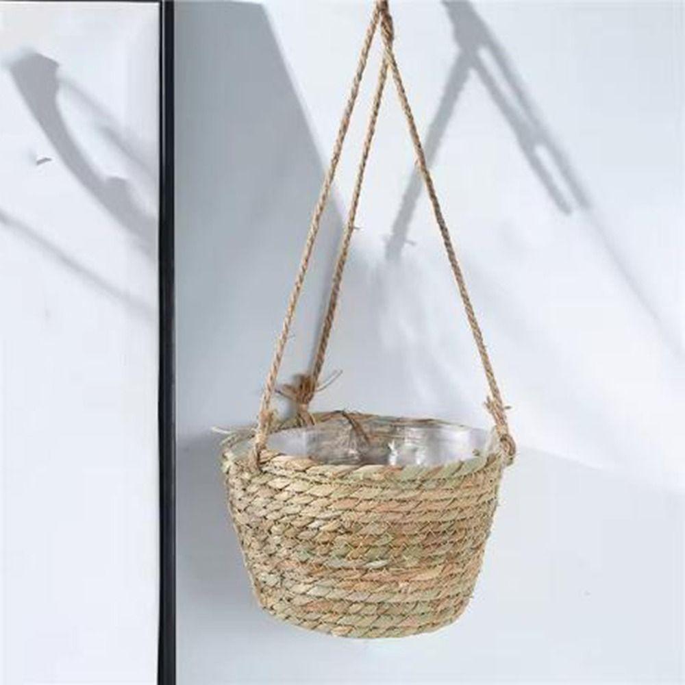 Handwoven Woven Flower Basket Decorative Plant Storage Basket Macrame Plant Storage Basket Garden
