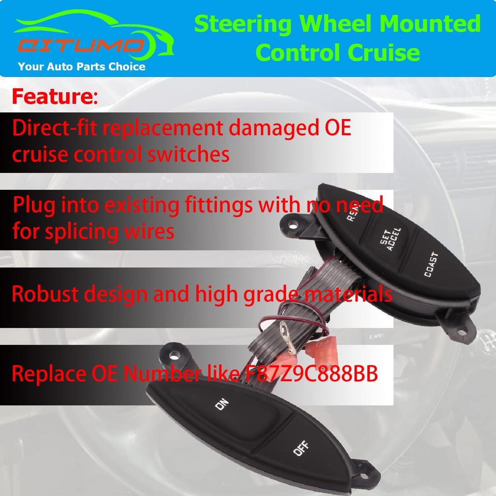 F87Z9C888BB Steering Wheel Mounted Cruise Control Switch Replacement for Ford 1998-2003 Ranger 2001-2005 Explorer Sport Trac F150 Mercury Mountaineer