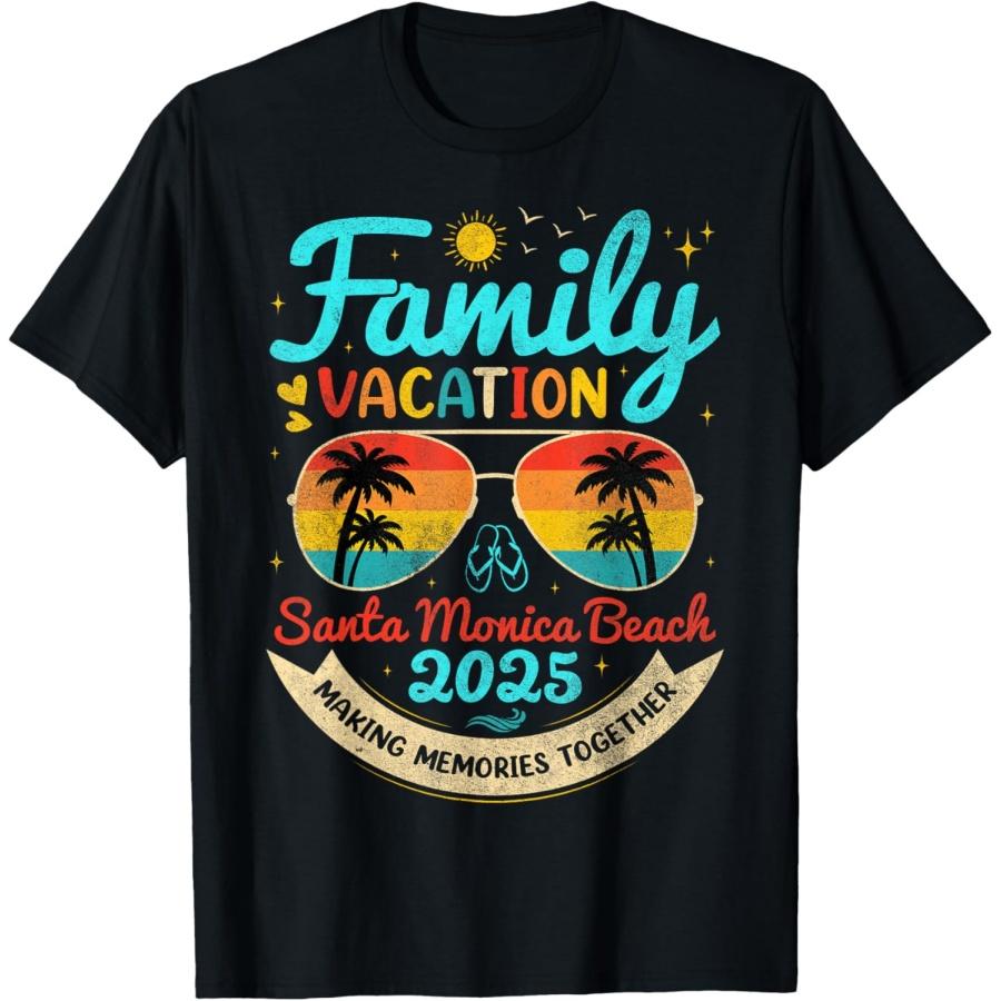 Vintage Family Vacation Santa Monica Beach 2025 California T-Shirt S