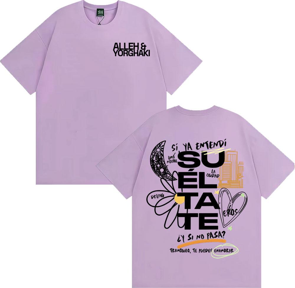 Alleh Yorghaki Su El Ta Te Letter Print Tshirts Unisex High Street Trending Oversized T Shirt Men Casual ONeck Cotton Tshirt