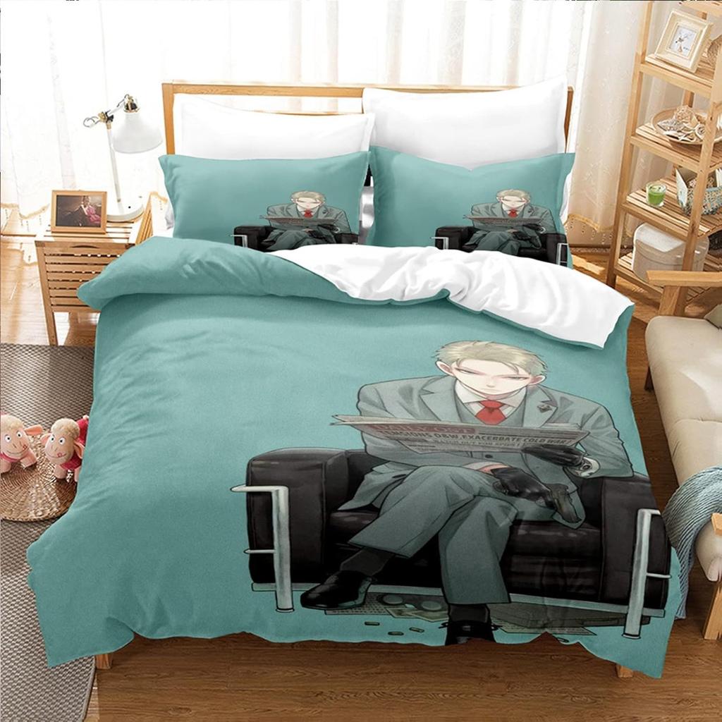 Anime Beautiful Girl Duvet Cover Set ,Cartoon Printed Patterned with Pillowcases, Soft Microfiber Quilt Covers for Girls