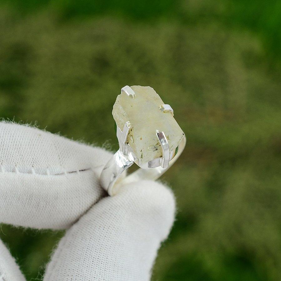 Crown Chakra Natural Rainbow Moonstone Bezel Sister Ring Jewelry 925 Silver US 7 7