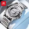 OPK 8181 New Mens Watch Band Stainless Steel Quartz Wristwatch 30M Waterproof No Pointer Magnetic Bead Watches for Men Clock