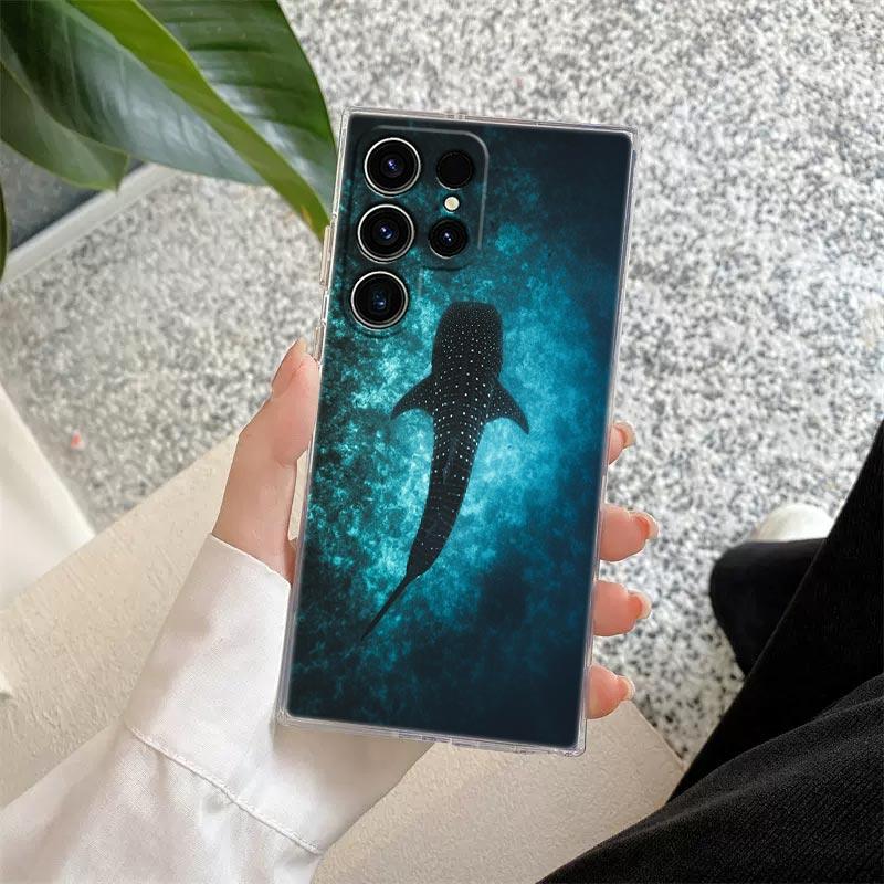 Ocean Whale Shark Swimming Clear Case For Samsung Galaxy S26 S25 S24 S23 Ultra S20 S21 FE S22 Plus S26 Ultra S25FE Phone Cover