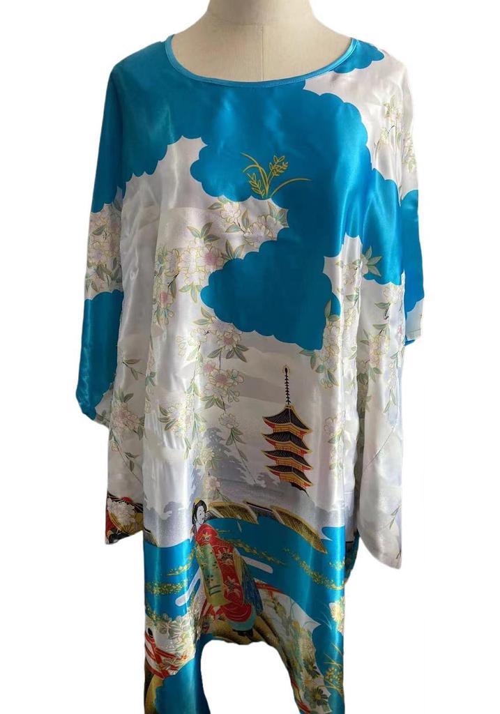 Elegant Lady Silk Robe Set: Qipao Pajamas, Tang Suit, One-Piece Bathrobe Homewear