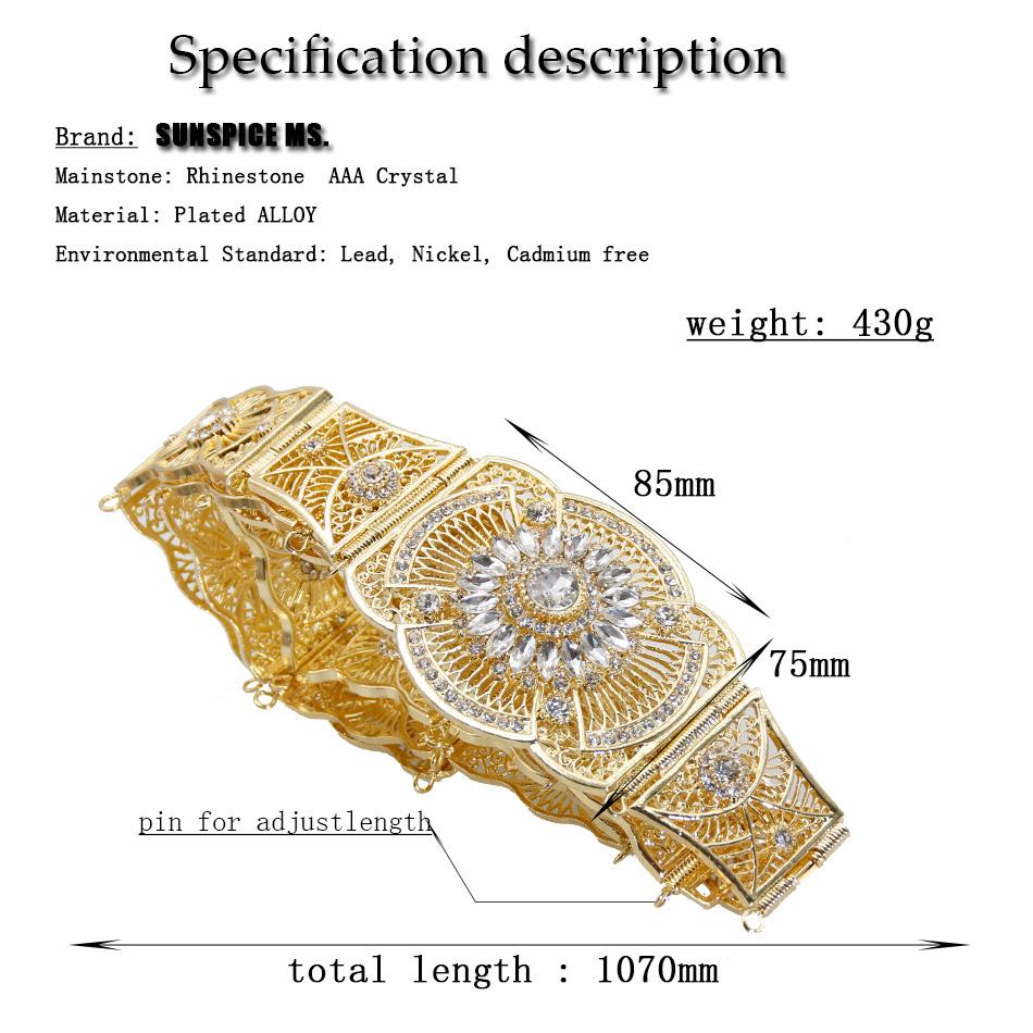 Gold Color Elegant Belt for Women Ethnic Wedding Dress Jewelry Crystal Belly Chain Gift