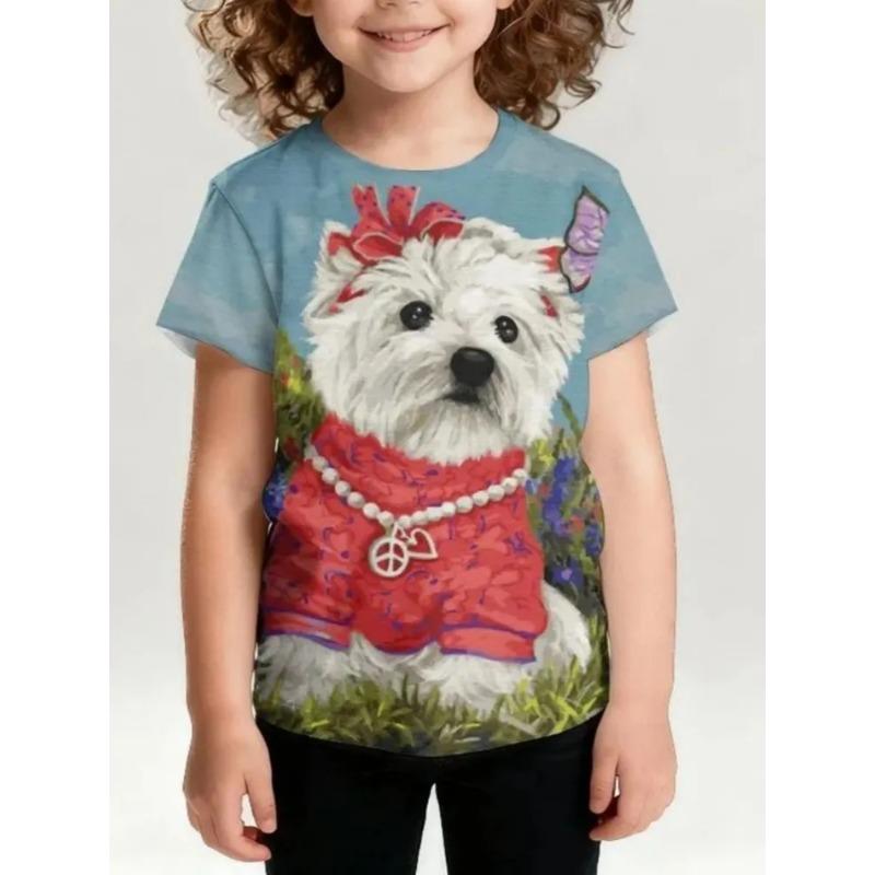 Summer Children's 3D Printed Crew Neck T-Shirt Fashion Versatile Breathable Trend Casual