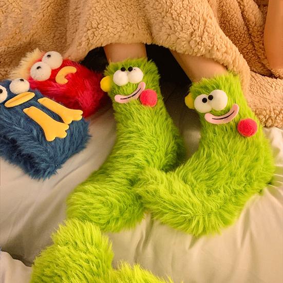 Funny Fuzzy Socks Women Men Fluffy Crew Socks Crazy Cartoon Silly Socks for Home Indoor Wear Sleep Christmas Birthday Gift