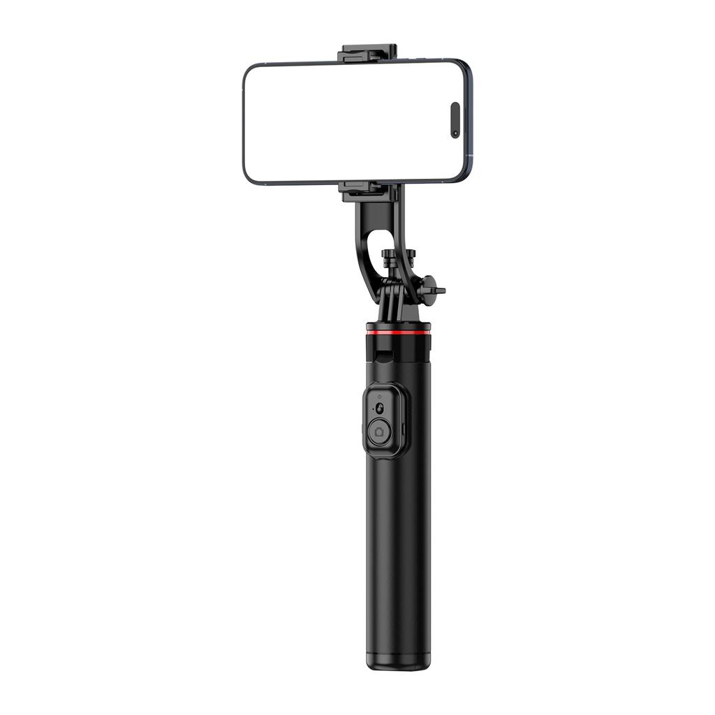 Selfie stick telescopic with remote control, tripod stand for phone, 13m aluminum, black