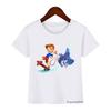 2024 Summer T-Shirt For Kids Funny Sharking With Sharkdog Cartoon Print Children'S Tshirt Boy Clothes White Shortsleeved Tops