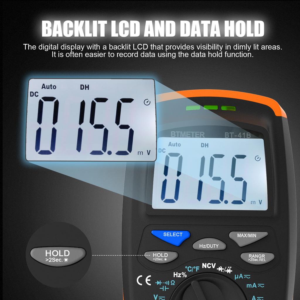 Digital Multimeter BTMETER 6000 Counts Auto Range AC DC Volt Current Tester HD Display Electronic Repair Tool