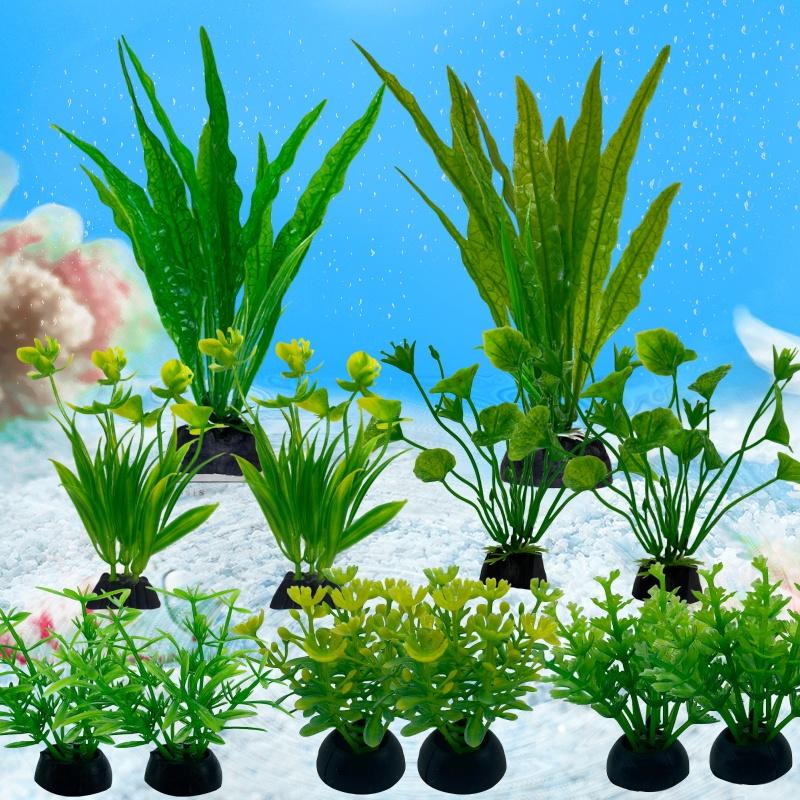 12PCS Artificial Aquarium Decor Plants Water Weeds Ornament Aquatic Plant Fish Tank Grass Decoration Accessories