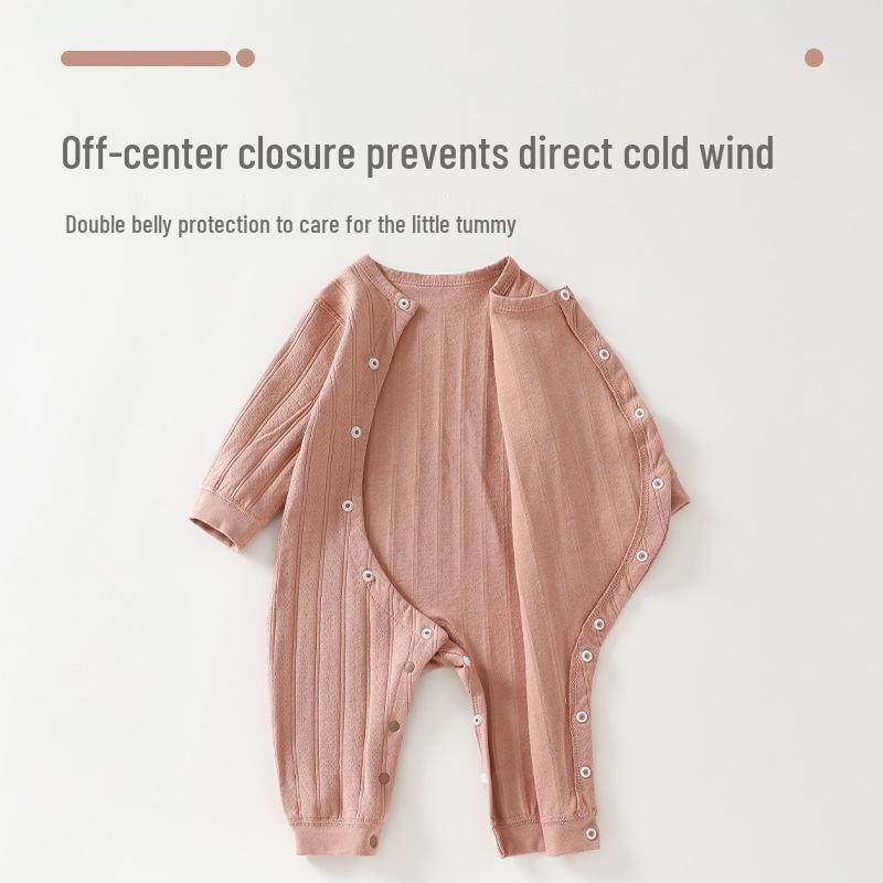 25 Vår- och Höst Baby Bomullspysjamas: Helårs-, Benlös, Långärmad, Sidöppnande Onesie