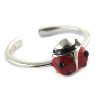 Children's Silver Ring 'Ladybug' Red (rhodium)