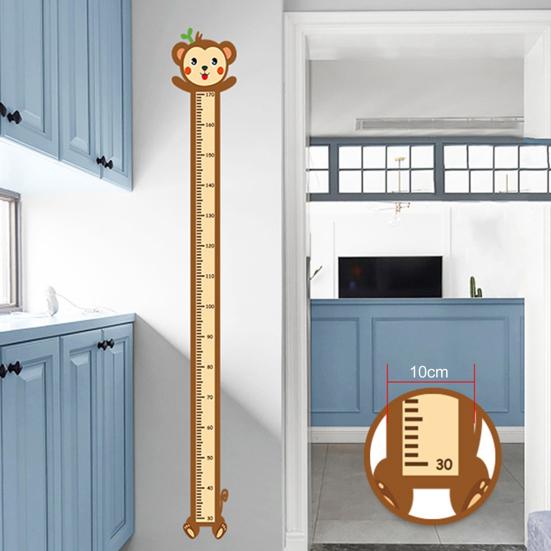 Animal Baby Growth Chart Decal Self-Adhesive Children Bedroom Play Room Nursery Boys Girls Height Measurement Ruler Wall Sticker