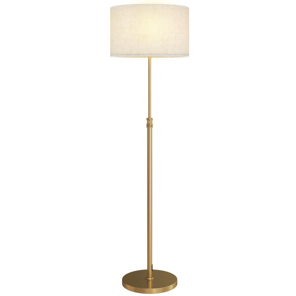 Floor Lamp with Remote, Height Adjustable Standing Lamp with Linen Shade, Dimmable with 3000K-6000K Adjustable Colour Temperatures