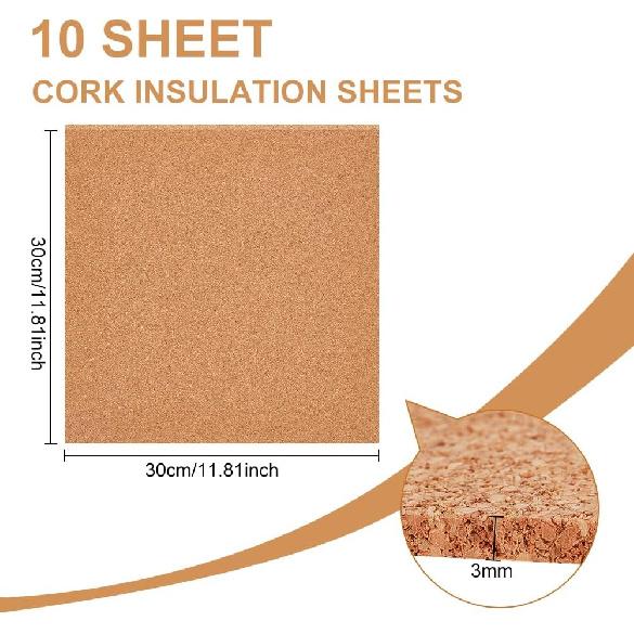 BENECREAT 8 Pack 12x12 Inch Cork Board 3mm Thick Cork Board Tiles Square Cork Tiles Coaster Cork Sheets Tiles for Bulletin Boards, Wall Decoration,