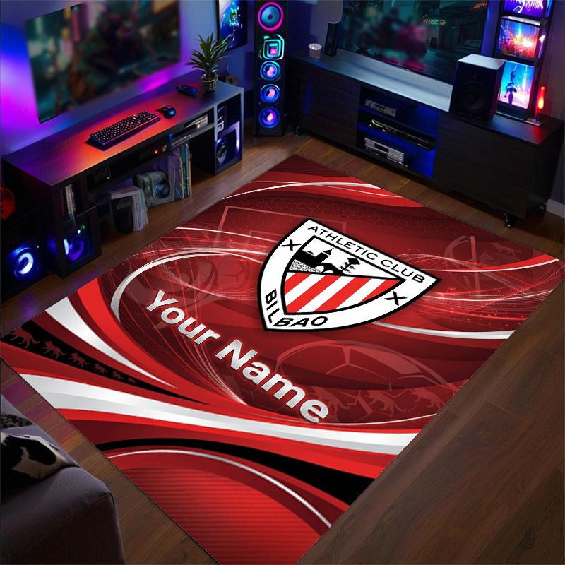 Crystal Velvet Rug Athletic Bilbao FC Print Custom Name Text Floor Mat Home Decor