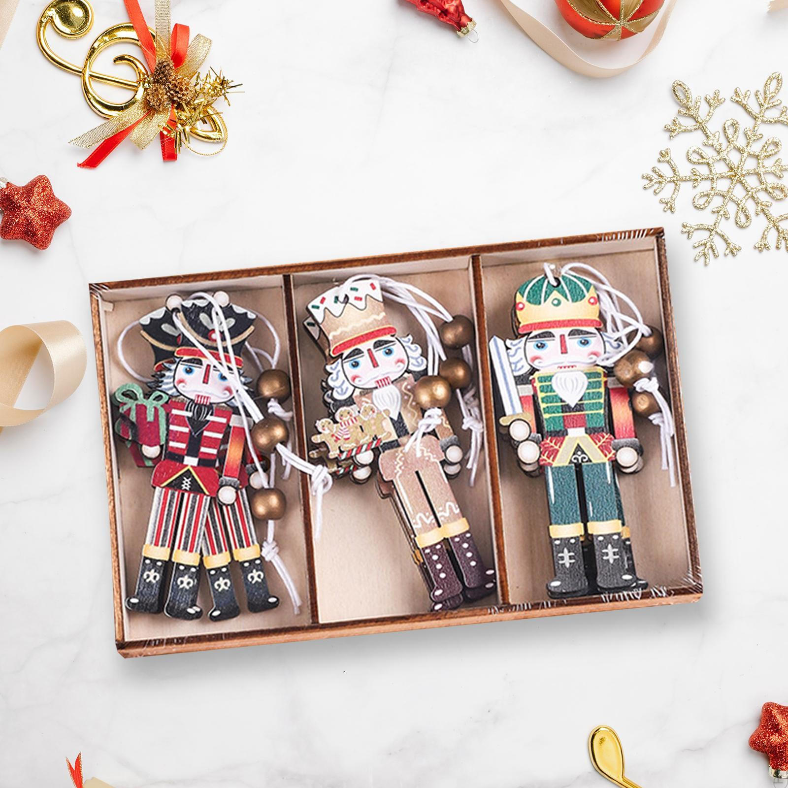 

9 шт. Деревянные Щелкунчик Солдат Рождественские елочные украшения Кукольные рождественские подвески Style B