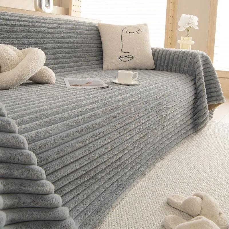 

Роскошный зимний теплый толстый кролик плюшевый диван полотенце мягкий короткий плюшевый диван чехол для 3-местного дивана защитный чехол для мебели 180x300cm 1pc светло-серый